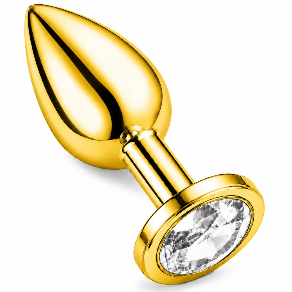 Frowzer Anal Fantasy Luxury Diamond Gold Çelik Beyaz Taşlı Metal Anal Plug – Large