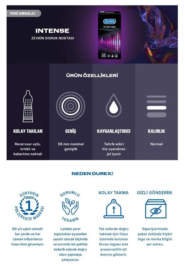 Durex İntense 10'lu Prezervatif