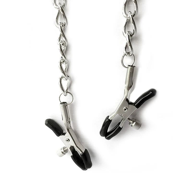 Frowzer Fetish Fantasy Series Collar With Nipple Clamps Zincirli Göğüs Klipsi
