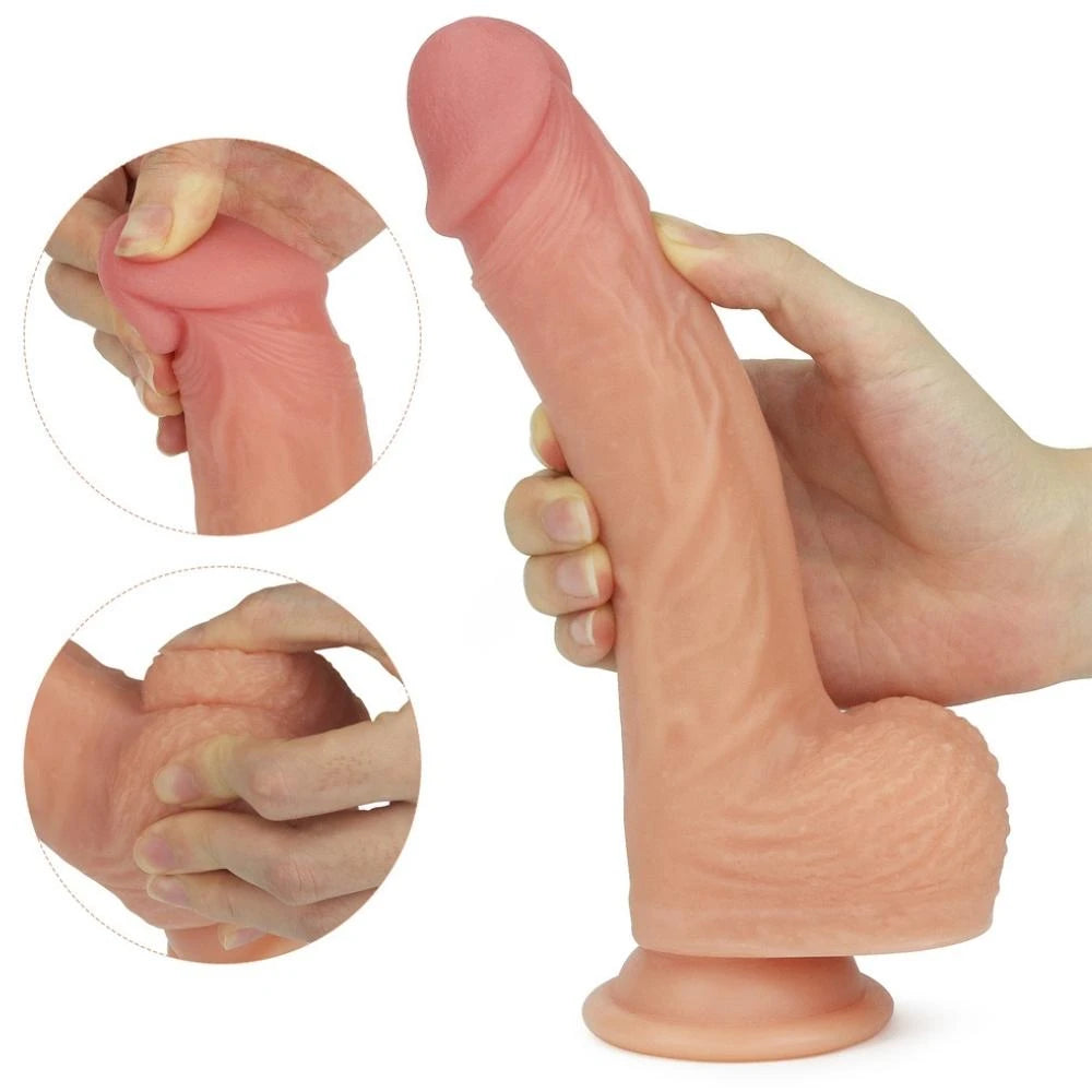 Lovetoy Liam Dual Layered Silicone Dildo Dönebilen Realistik Penis LV4031