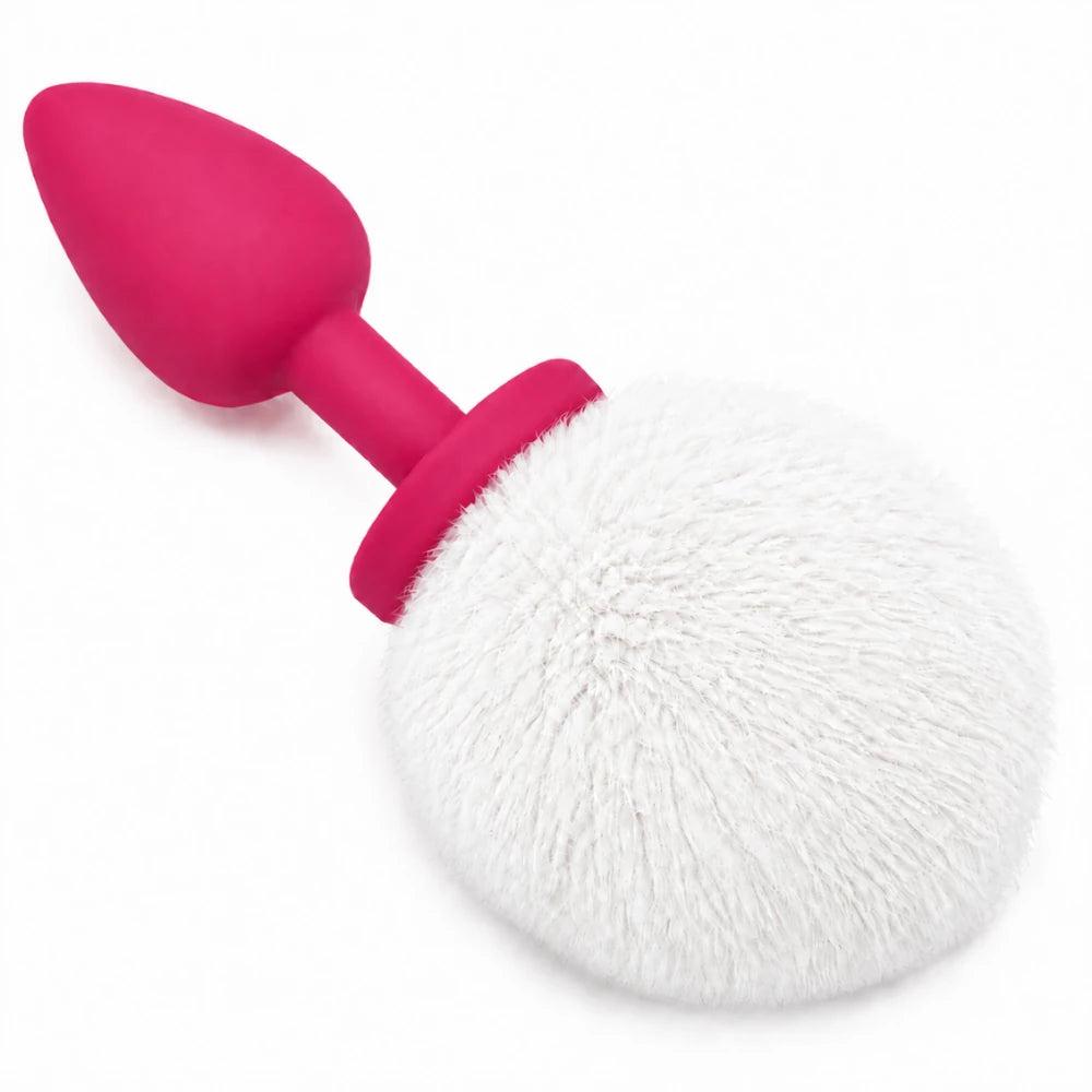 Frowzer Anal Fantasy Yumuşak Silikon Beyaz Ponpon Peluş Anal Plug-Pink