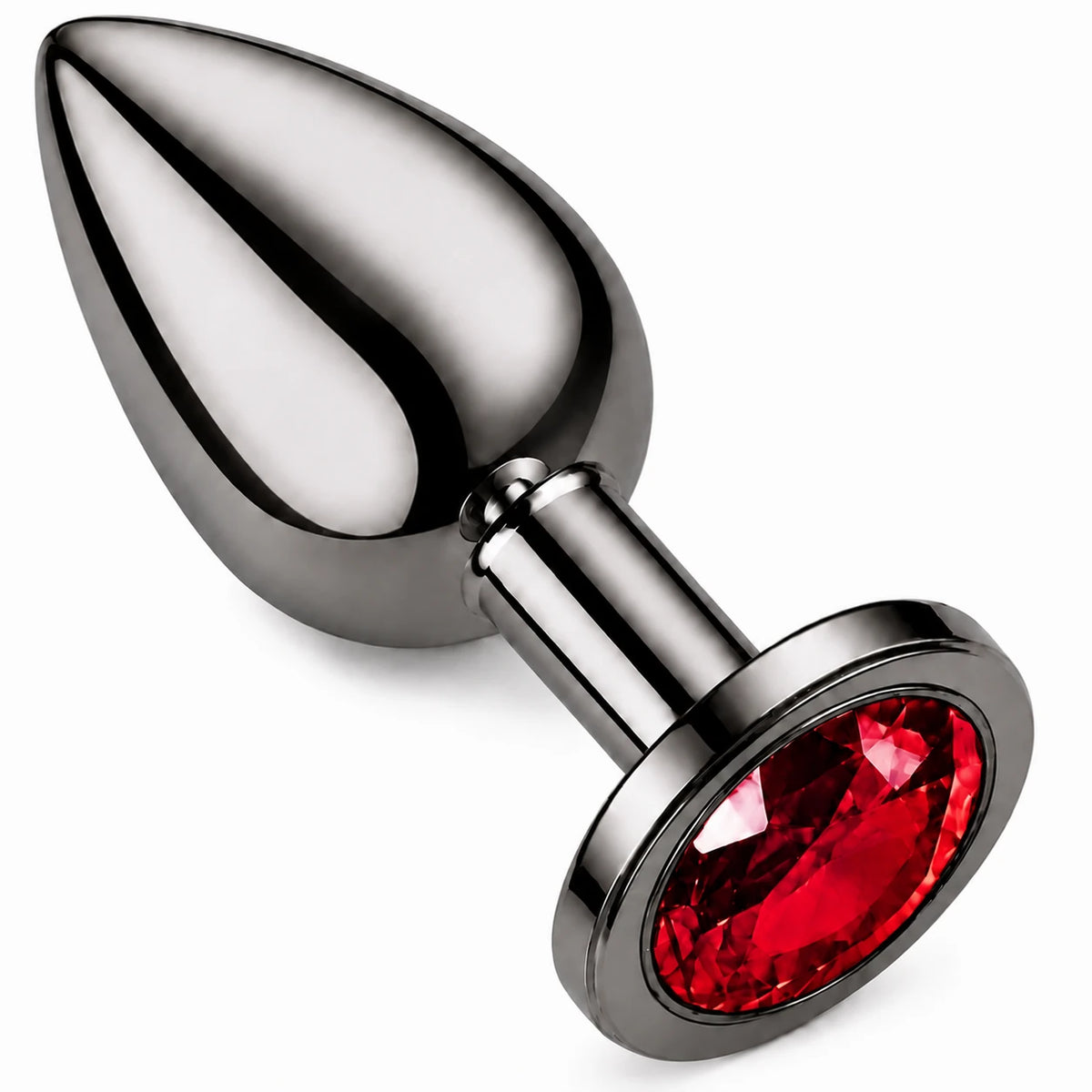Frowzer Anal Fantasy Gri Metal Kırmızı Taşlı Lüks Çelik Anal Plug – Medium