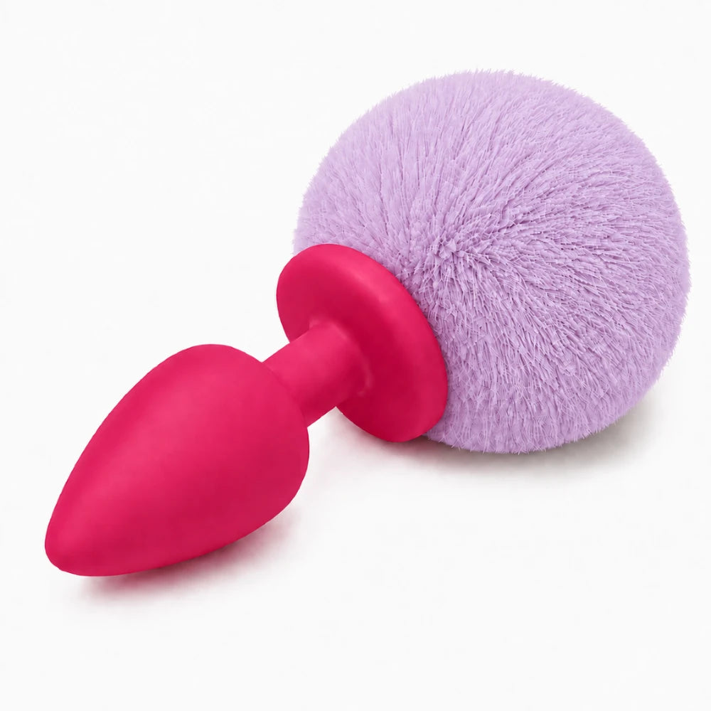 Frowzer Anal Fantasy Yumuşak Silikon Lila Ponpon Peluş Anal Plug-Pink