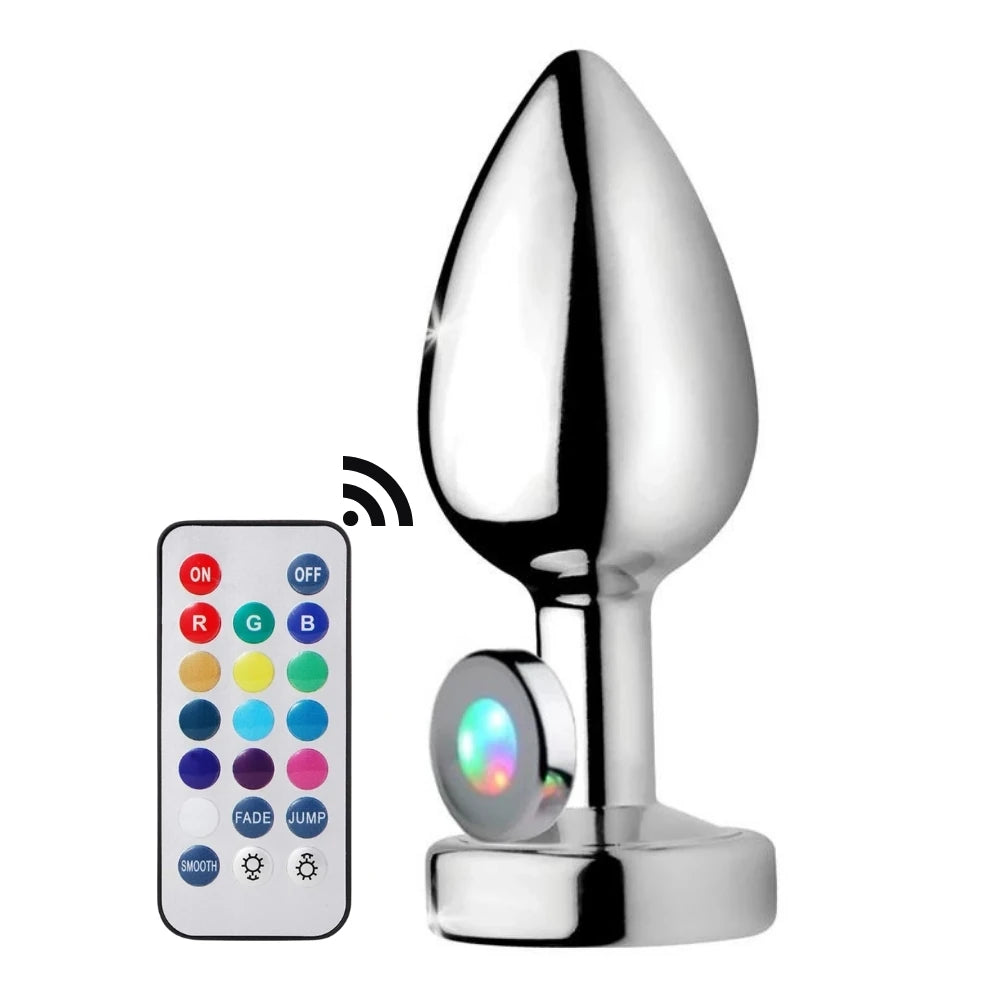 Frowzer Remote Control Uzaktan Kumandalı Led Işıklı Metal Anal Plug Medium