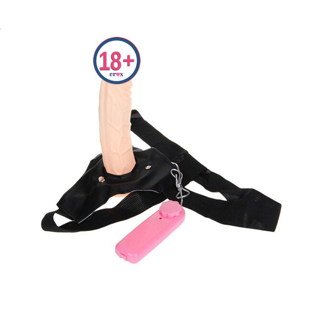 Titreşimli Strapon Belden Bağlamalı Yumuşak Yapıya Sahip Kemerli Penis