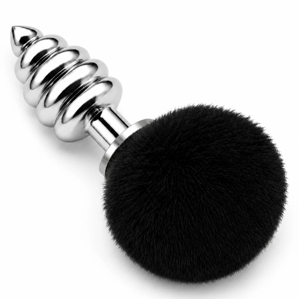 Frowzer Anal Fantasy Ribbed Peluşlu Boğumlu Metal Anal Plug-Black