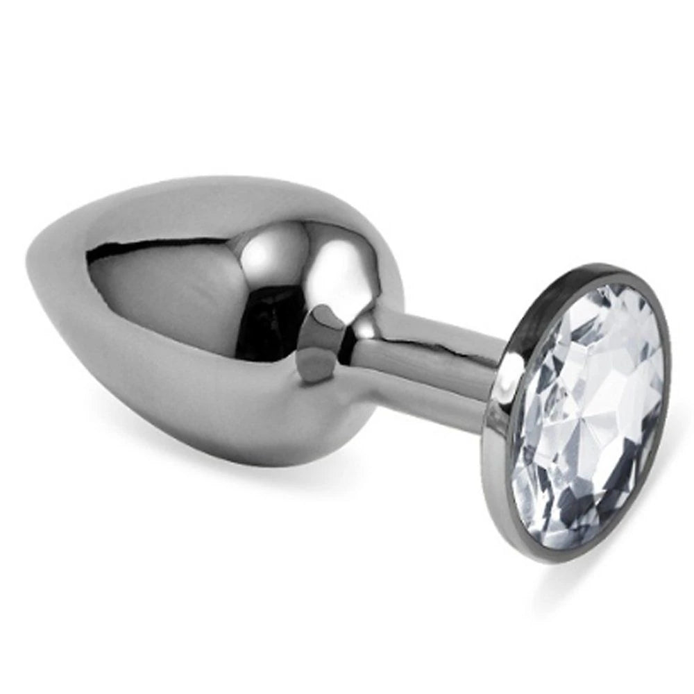 Frowzer Luxury Silver Beyaz Taşlı Büyük Metal Anal Plug