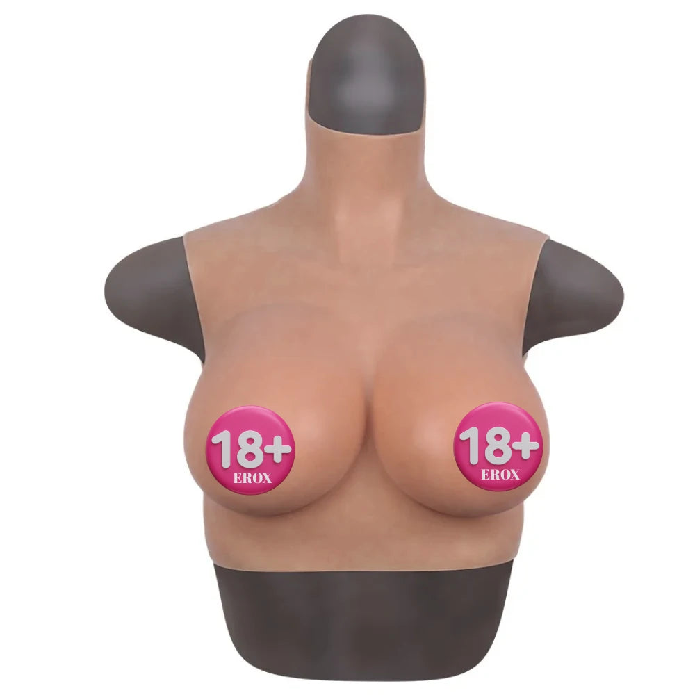 The Sex Toys Bodysuit Crossdresser Giyilebilir Boğazlı Realistik Silikon Göğüs
