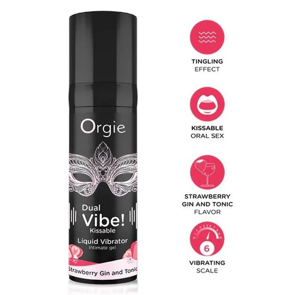 Orgie Dual Vibe Çilek Aromalı Öpülebilir Likid Vibratör 15 Ml.
