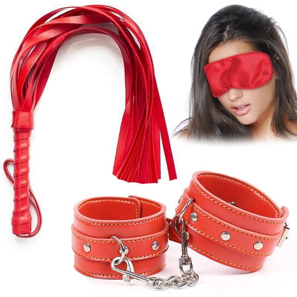 Frowzer Fetish Fantasy Series Cuffs 4 Pcs. Deri Fetiş Pozisyon Kelepçe Seti-Kırmızı