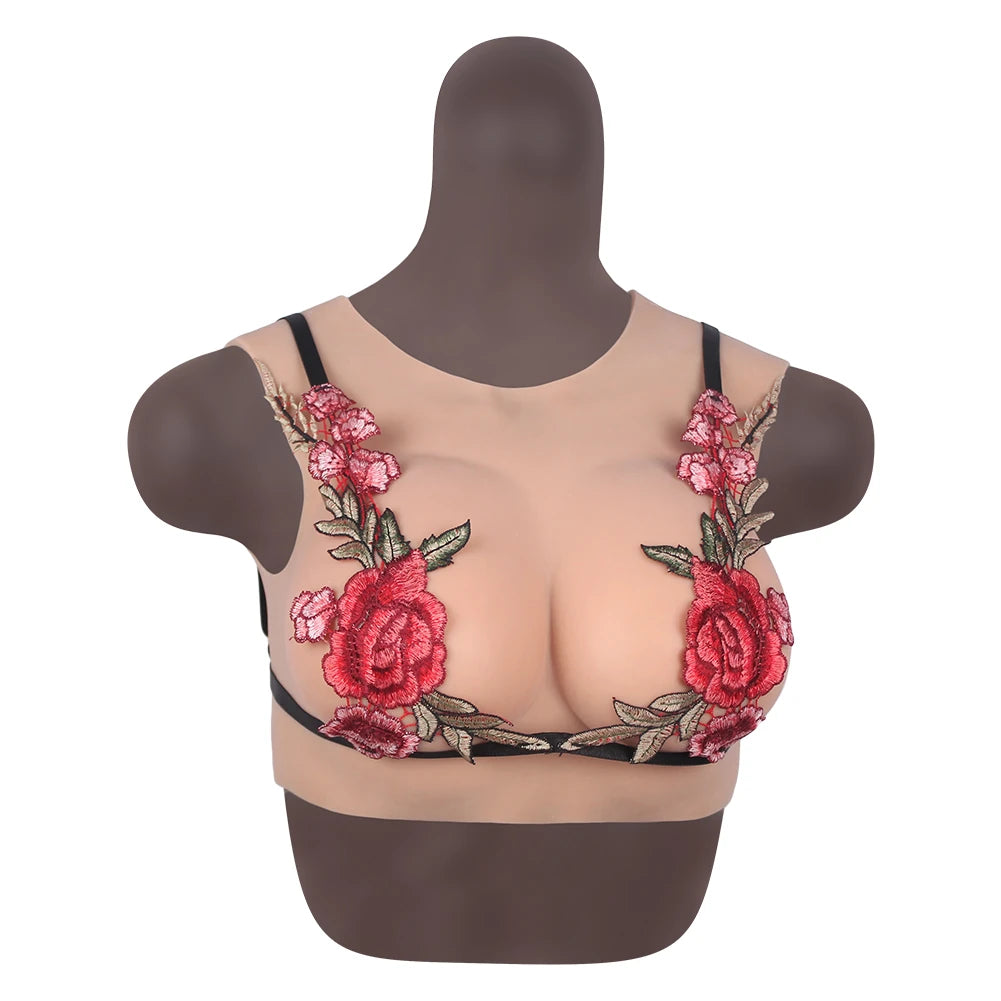 Bodysuit Crossdresser Brown Askılı Giyilebilir Silikon Göğüs M Beden