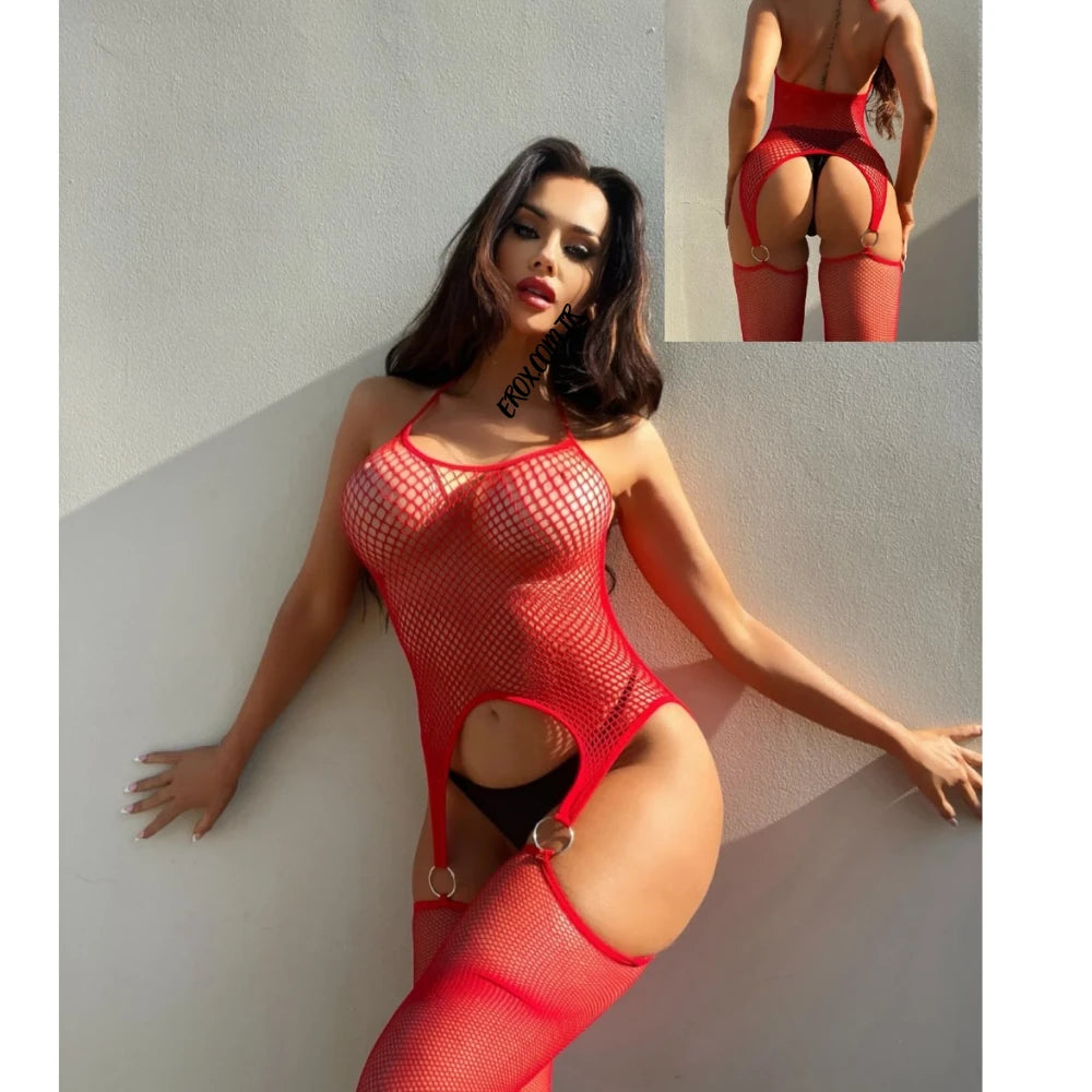 Frowzer She Fantasy Wear Bölge Açık Jartiyerli Vücut Çorabı