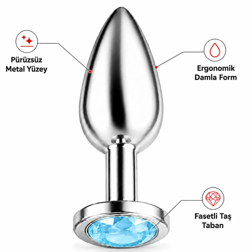 Frowzer Anal Fantasy Luxury Diamond Blue Taşlı Çelik Metal Anal Plug – Large