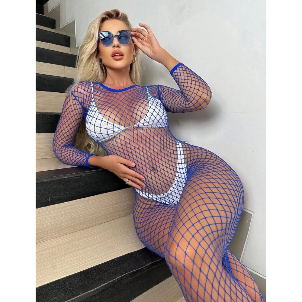 Erox Fantasy Wear File Uzun Kollu ve Özel Bölgesi Açık Tüm Vücut Çorabı