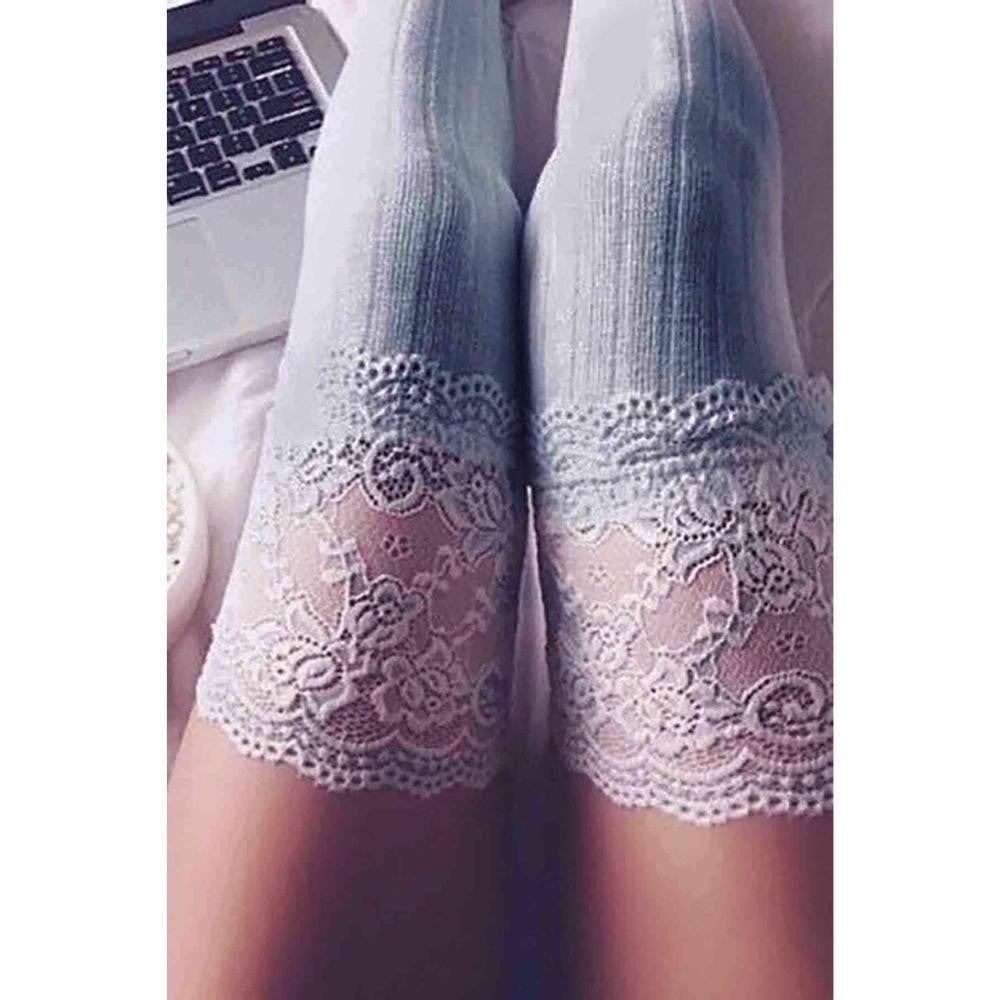 Merry See Parfümlü Dantelli Örgü Diz Üstü Jartiyer Çorap