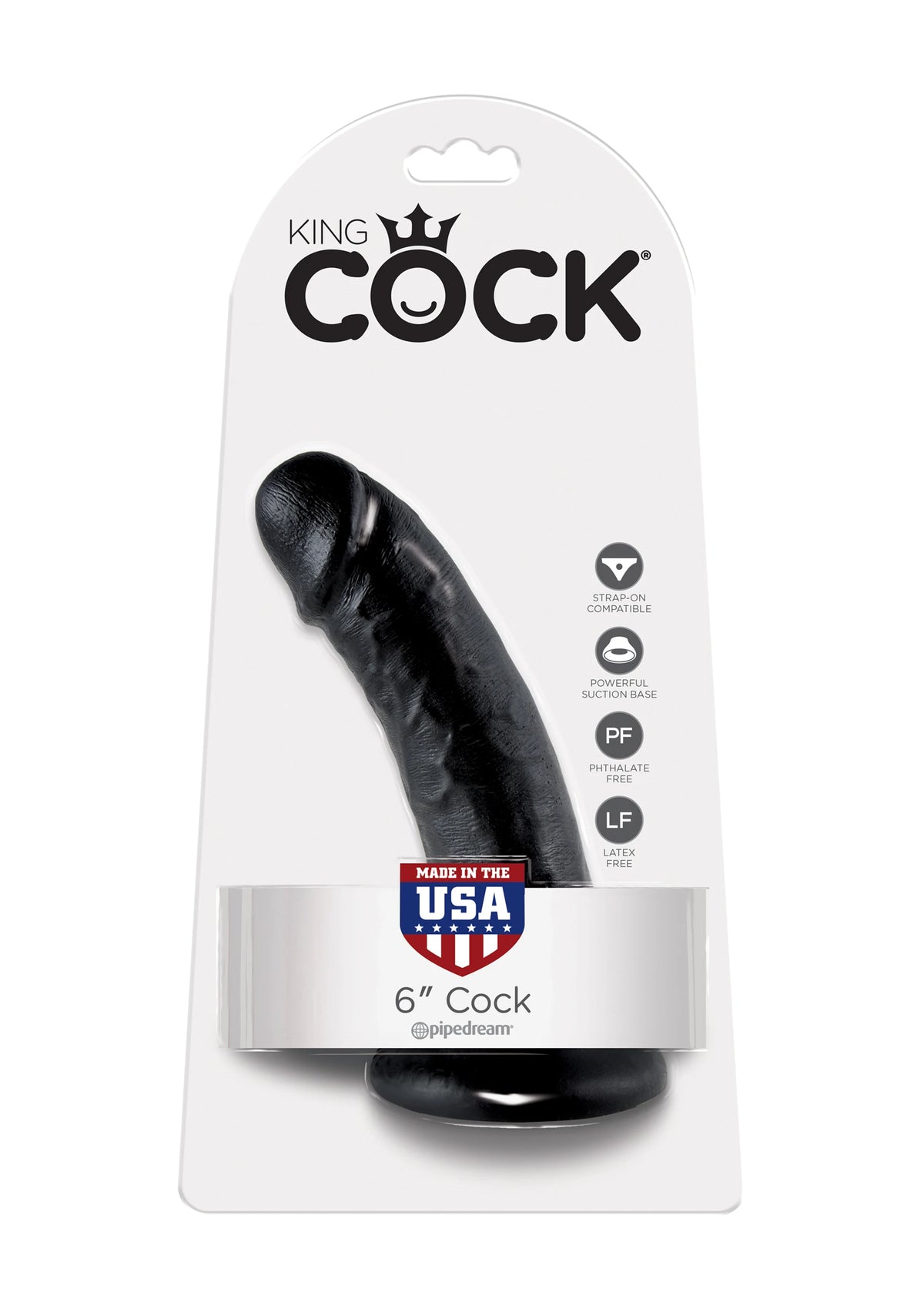 Pipedream King Cock 6'' Testissiz Realistik Amerikan Penis - Black