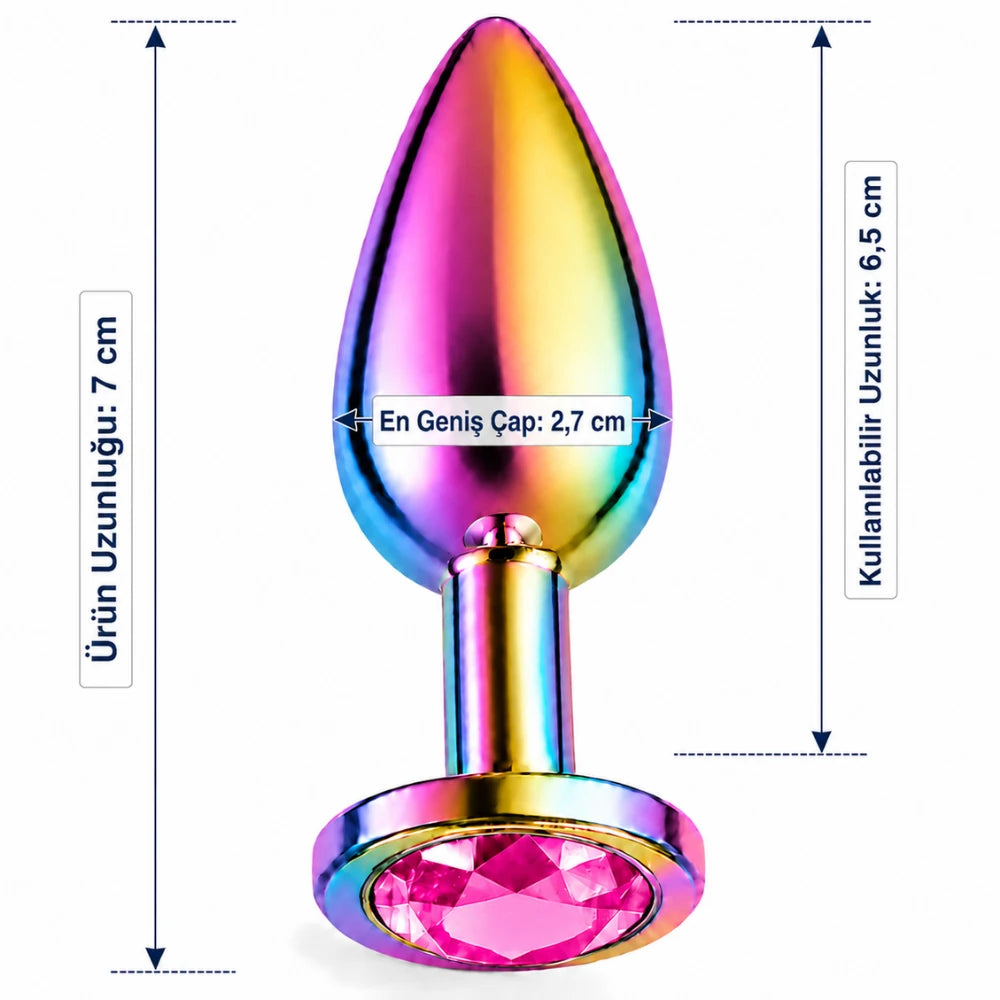 Frowzer Anal Fantasy Rainbow Hot & Cooling Taşlı Metal Anal Plug – Small