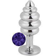 Erox Silver Small Mor Taşlı Boğumlu Anal Alıştırıcı Metal Plug
