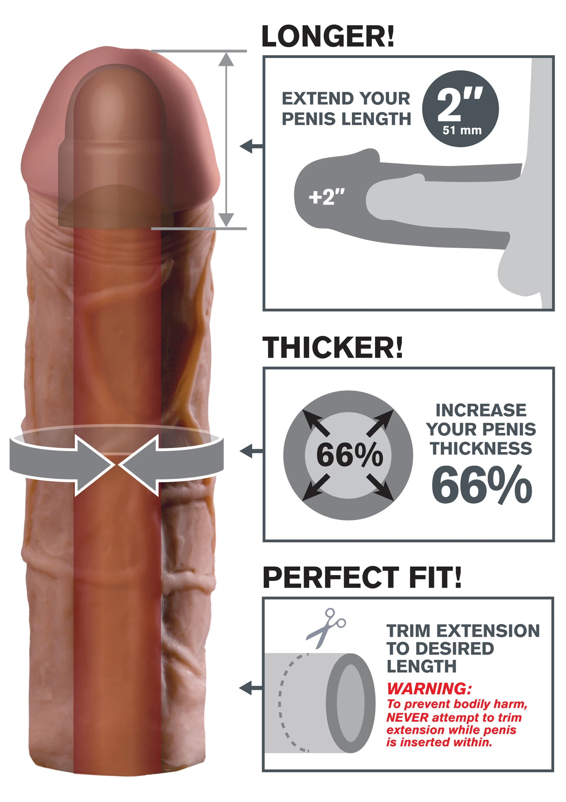 Pipedream Fantasy X-Tensions Mega 2'' Amerikan Melez Penis Kılıfı