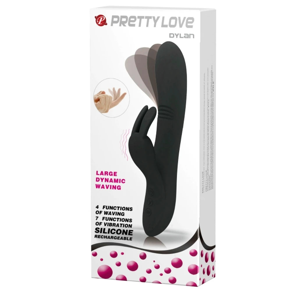 Pretty Love Dylan Parmak Hareket Fonksiyonlu Rabbit Vibratör-Black