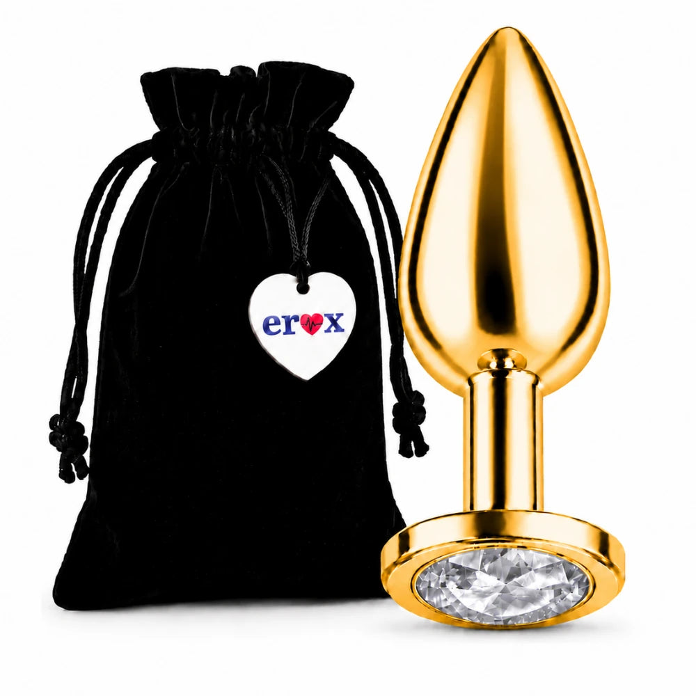 Frowzer Anal Fantasy Luxury Diamond Gold Çelik Beyaz Taşlı Metal Anal Plug – Small