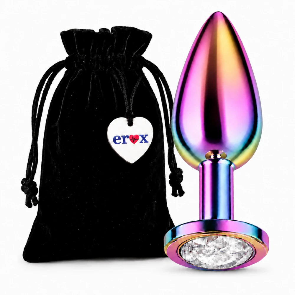 Frowzer Anal Fantasy Rainbow Hot & Cooling Beyaz Taşlı Metal Anal Plug – Medium