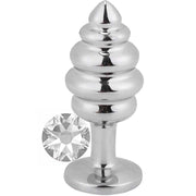 Erox Silver Small Beyaz Taşlı Boğumlu Anal Alıştırıcı Metal Plug