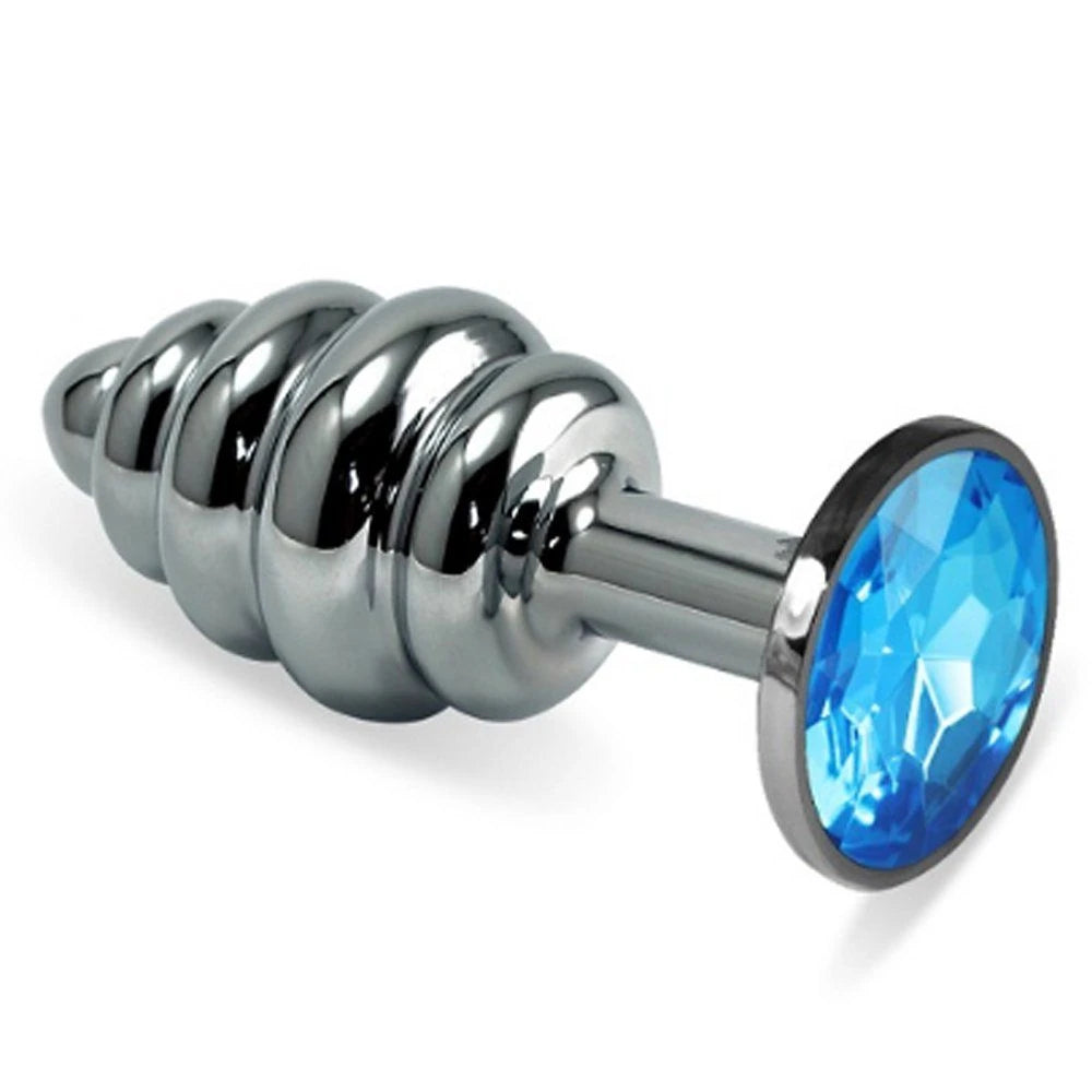 Frowzer Silver Small Mavi Taşlı Boğumlu Anal Alıştırıcı Metal Plug