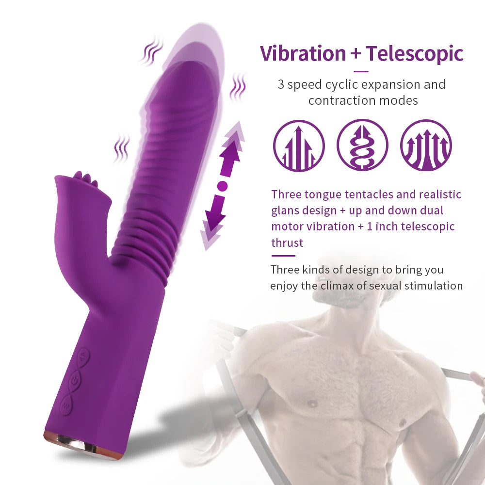 Shequ Connor İleri Geri ve Klitoral Dil Hareketli Rabbit Vibratör SQ-V10112