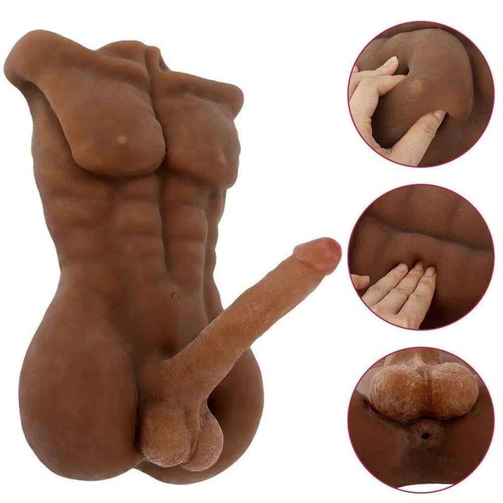 Xise Daniel Yarım Vücut Realistik Penisli Erkek Masturbator XS-MA30008-Brown