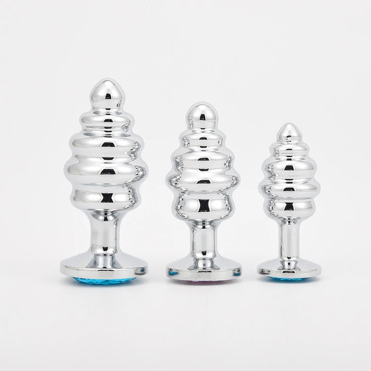 Frowzer Silver Large Pembe Taşlı Boğumlu Anal Metal Plug