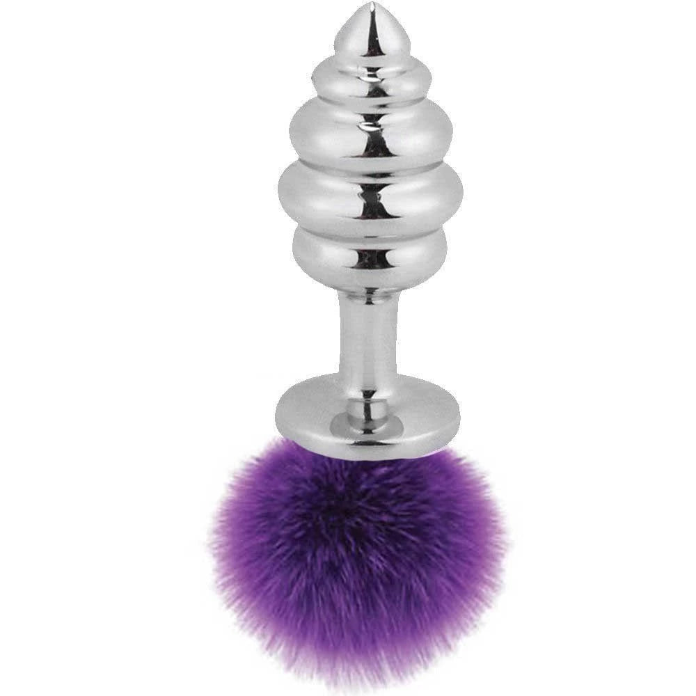 Frowzer Ribbed Boğumlu Mor Peluş Çelik Anal Plug