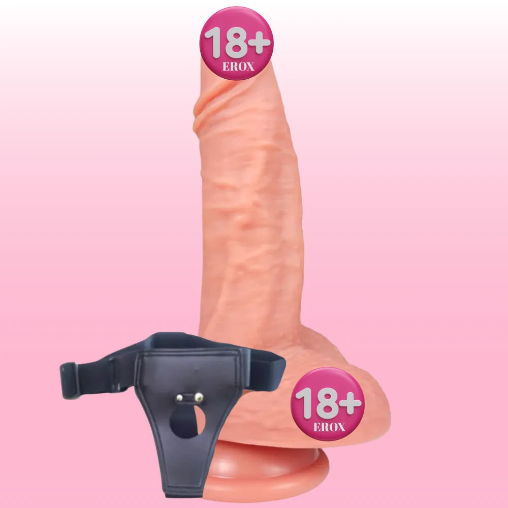 Shequ Ercules Belden Bağlamalı 22 Cm Et Dokulu Strapon Realistik Penis