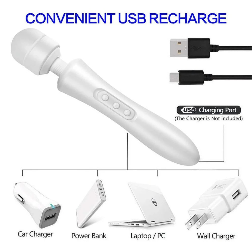 Frowzer Magic Wand Double Massager Masaj Wand Vibratör-White