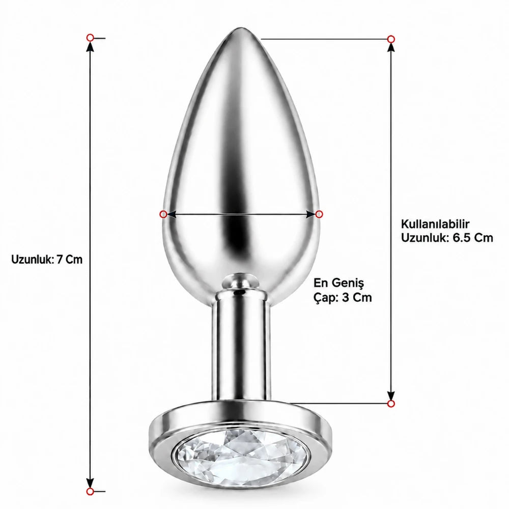 Frowzer Anal Fantasy Luxury Diamond White Taşlı Çelik Metal Anal Plug – Small