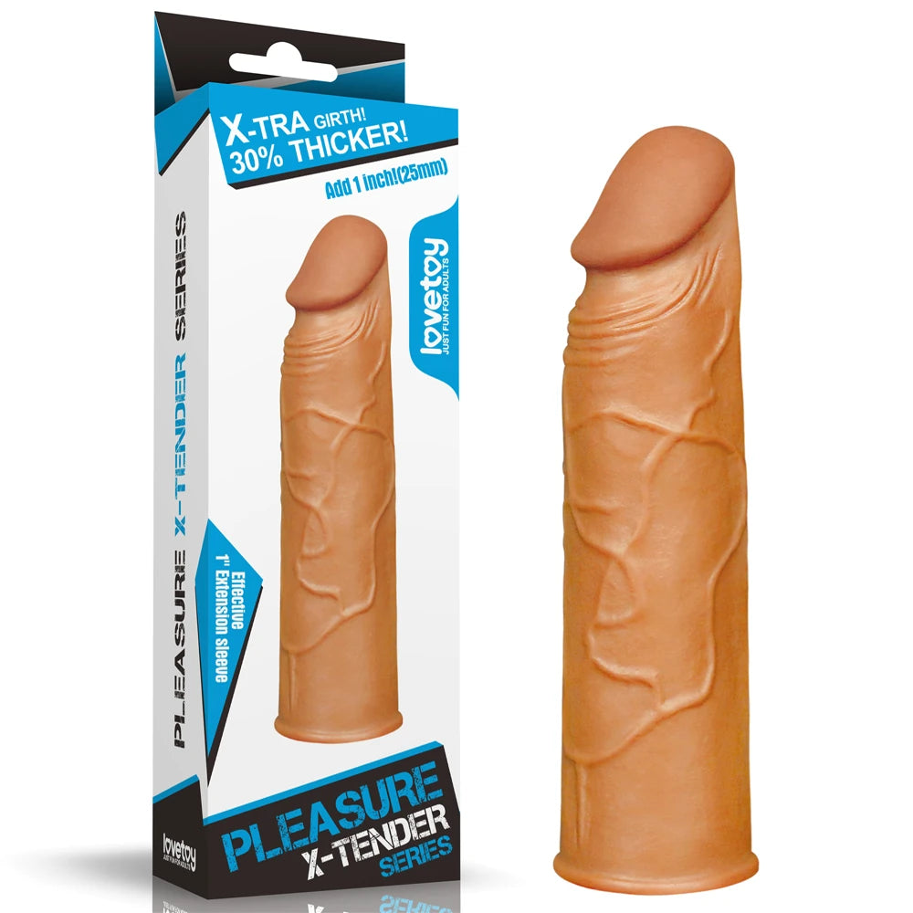 Lovetoy Pleasure X-Tender 3 cm Dolgulu Melez Realistik Penis Kılıfı