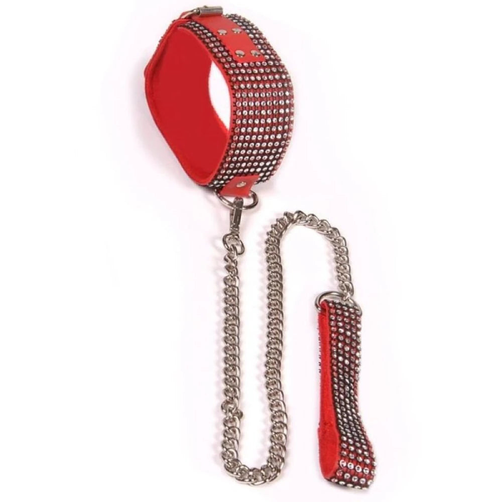 Frowzer Fetish Fantasy Series Diamond Collar Taşlı Fetiş Tasma-Kırmızıer