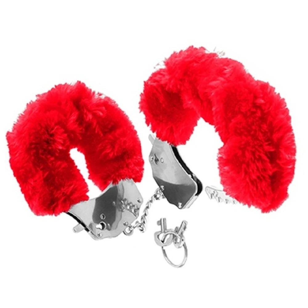 Frowzer Fetish Fantasy Series Metalic Hand Cuffs Peluşlu Metal Kelepçe-Kırmızı