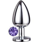 Erox Luxury Silver Mor Taşlı Orta Boy Metal Anal Plug