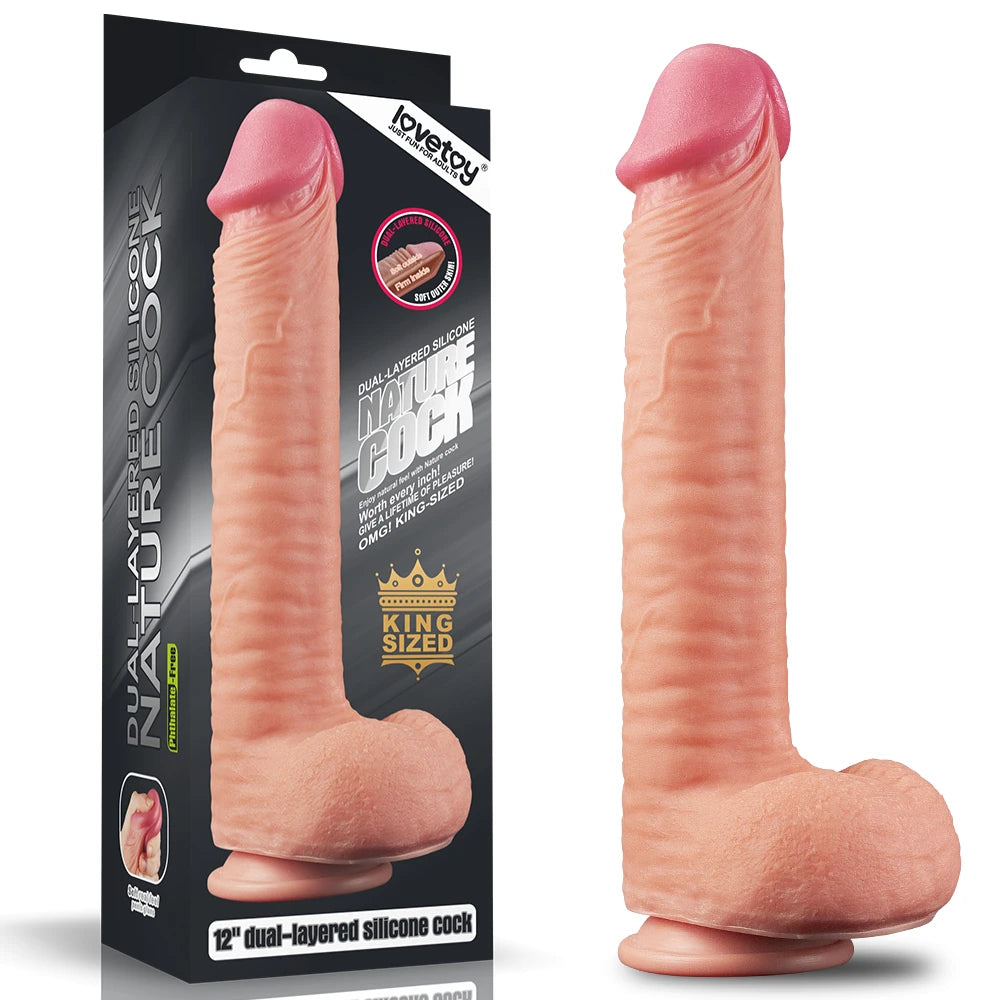Lovetoy Dual Layered Platinum Silicone Cock 30 cm Realistik Penis LV411013