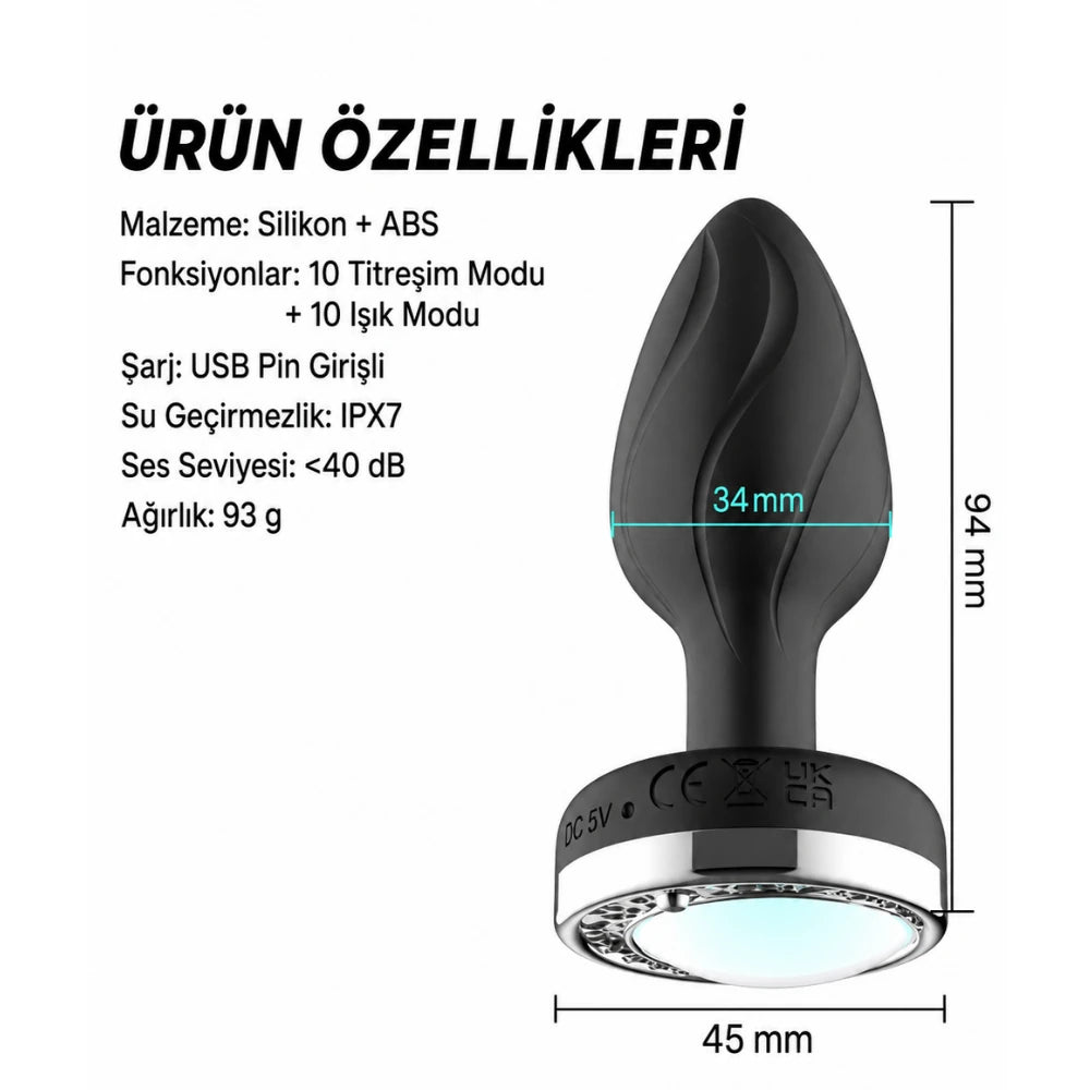 Frowzer The Anal Fantasy Aticon Telefon Kontrollü Led Işıklı Titreşimli Anal Plug
