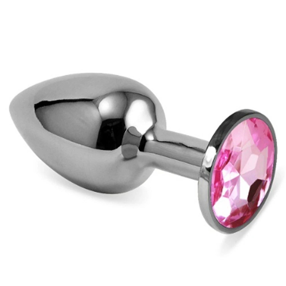 Frowzer Luxury Silver Pembe Taşlı Büyük Metal Anal Plug