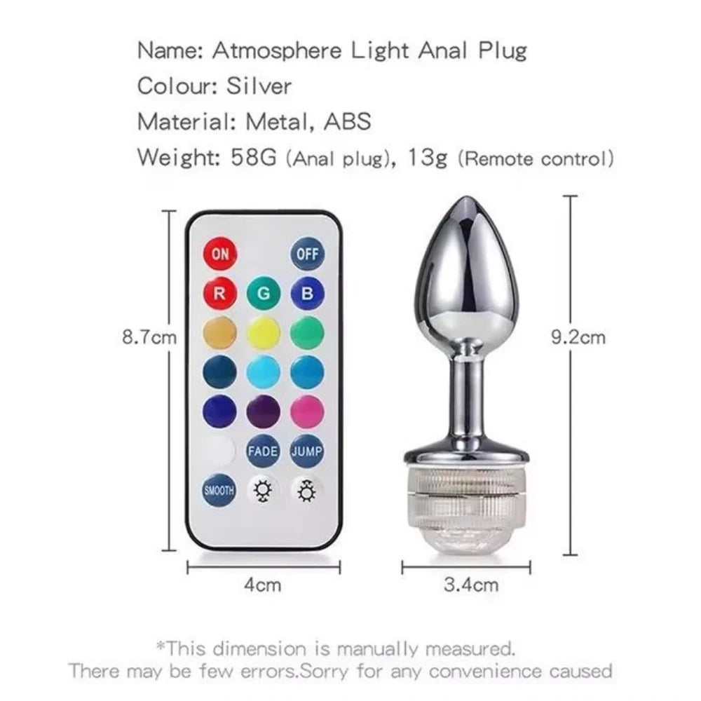 Frowzer Remote Control Uzaktan Kumandalı Led Işıklı Metal Anal Plug Medium