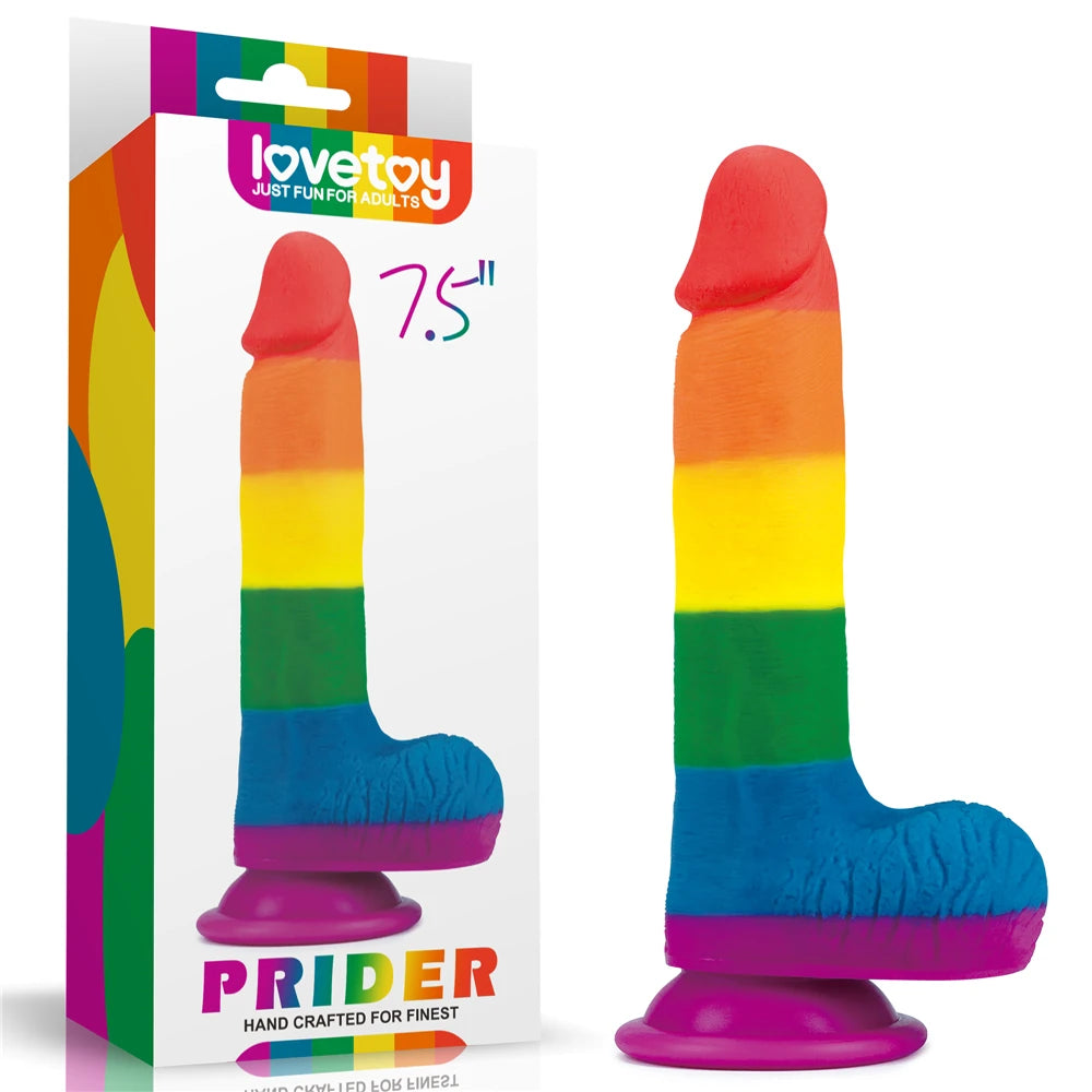 Lovetoy Prider Dildo 19.5 cm Belden Bağlamalı Renkli Realistik Penis LV410026