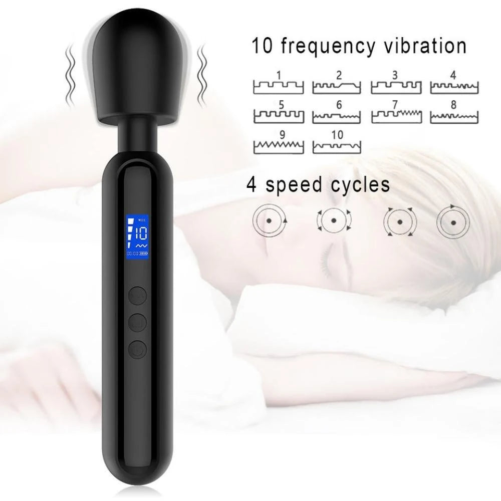 Shumix Oem Flexible Head 10 Mod Masaj Wand Vibratör-Black