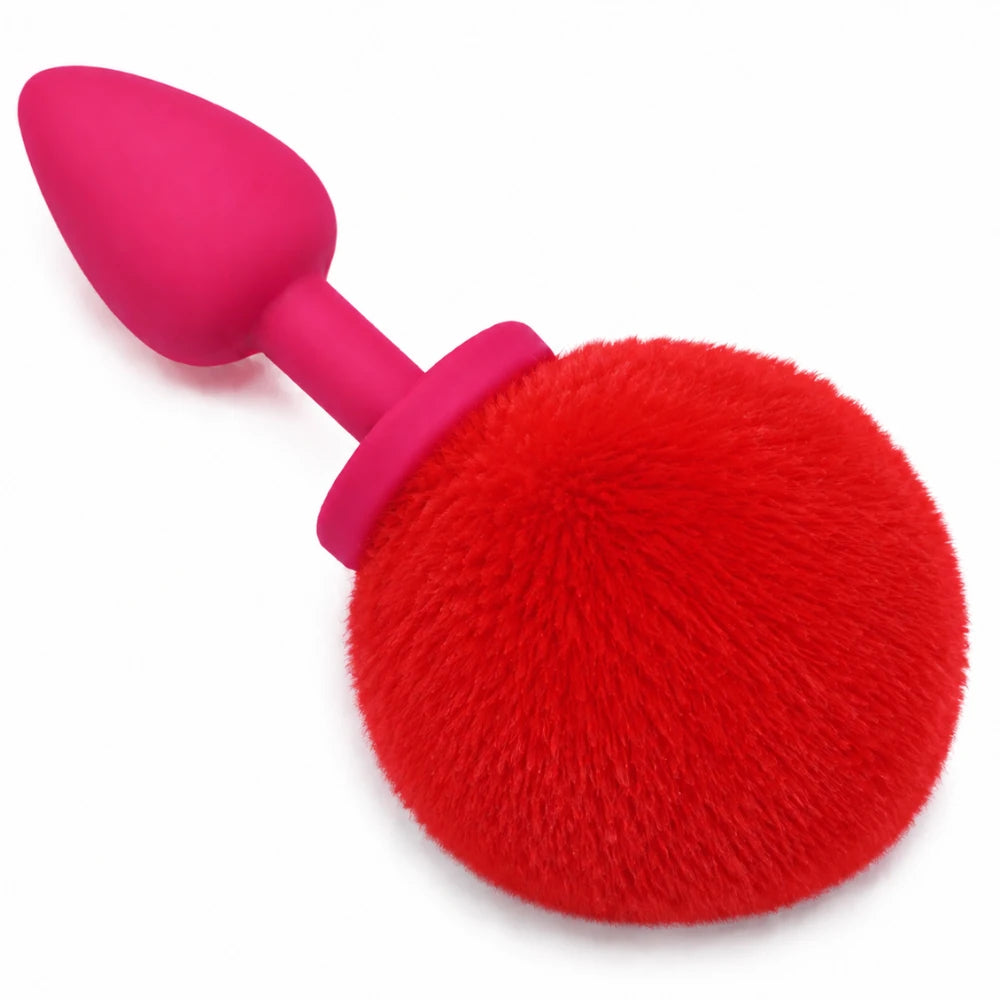 Frowzer Anal Fantasy Yumuşak Silikon Kırmızı Ponpon Peluş Anal Plug-Pink