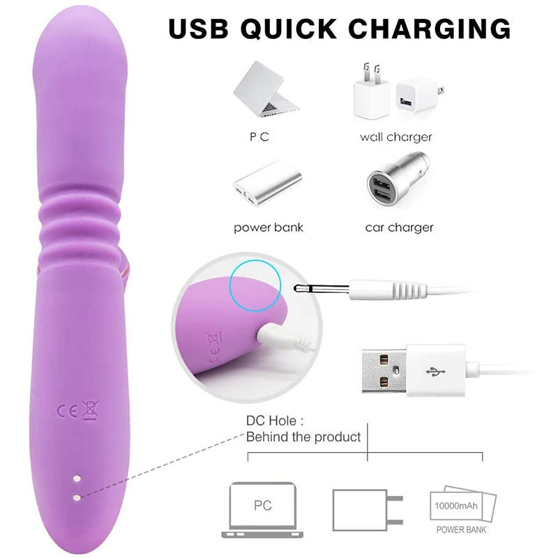 Dibe Haloy Olivia Thrusting Vibe İleti Geri Hareketli Darbeli Vibratör-Purple