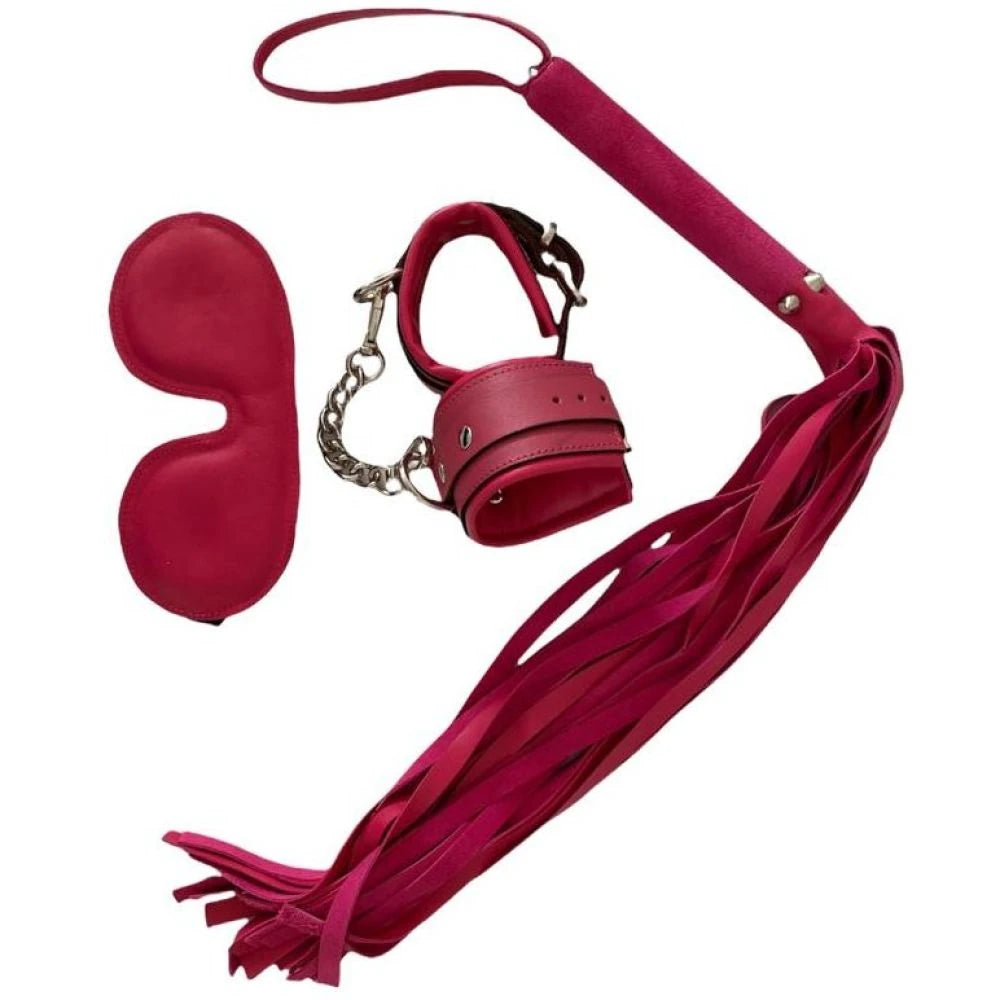 Frowzer Fetish Dreams Pink Fetish Leather Handcuffs Set 3 lü