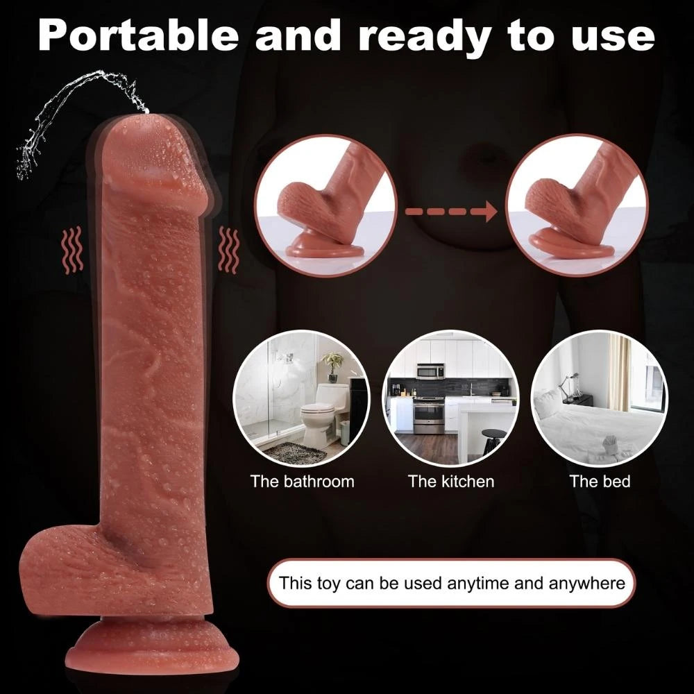 Shequ Dave Vibrating Dildo 21.5 Cm Kemerli Boşalabilir Realistik Penis SQ-WBD10142-V
