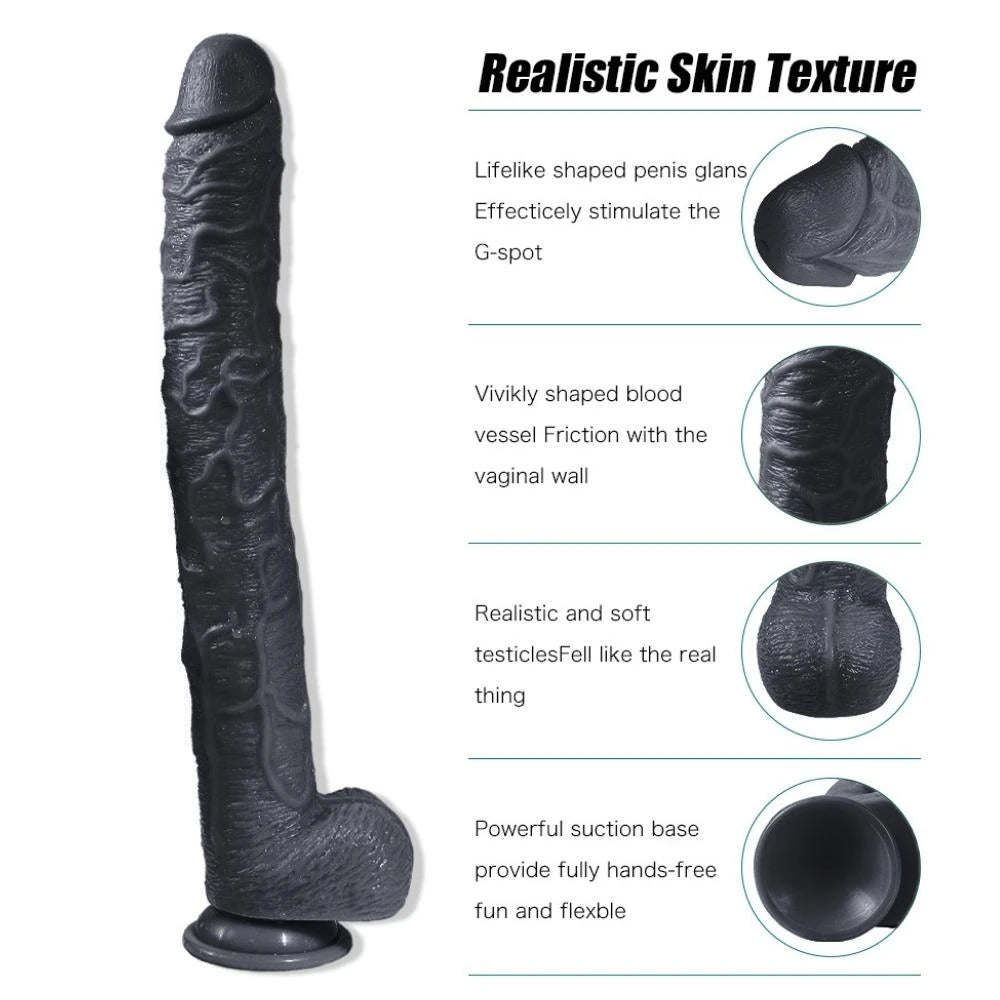 Xise Dildo Series Huoer Flexible 43 cm Realistik Büyük Penis XS-WBC10068-Black